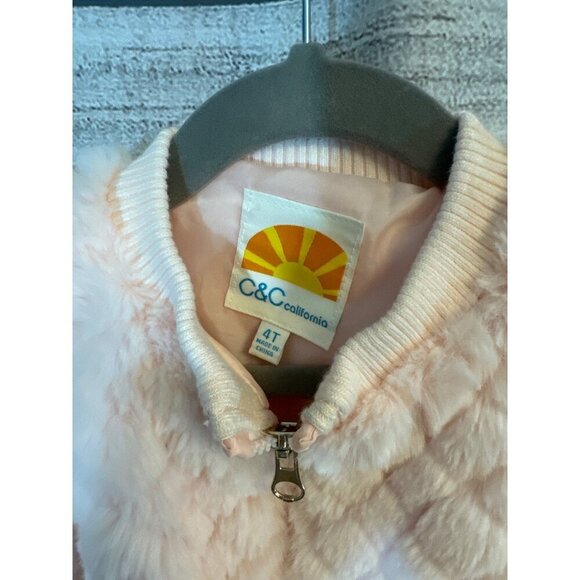 NWOT C&C California Pink Faux Fur Jacket Size 4T - Picture 2 of 3
